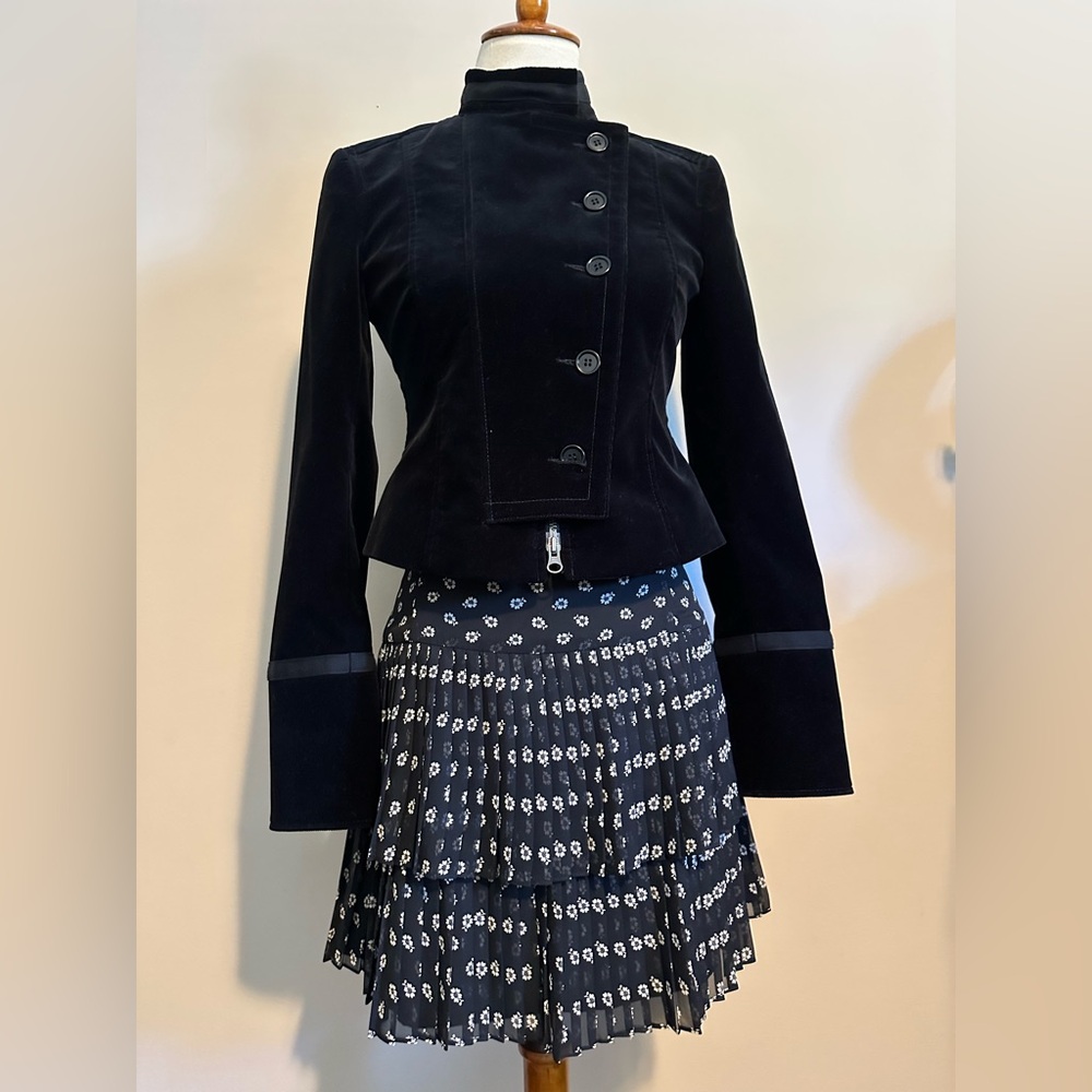 Y2K Silk Floral Pleated Skirt